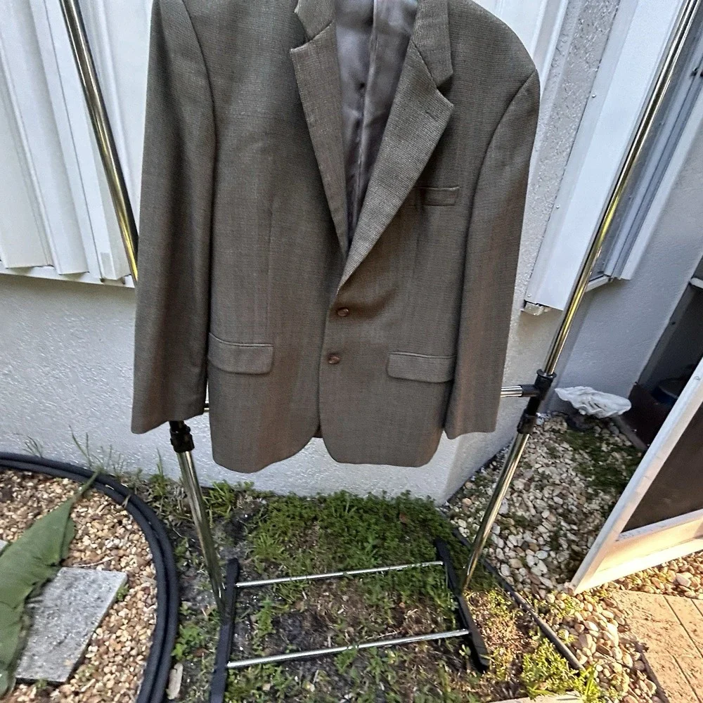 Ralph Lauren Men's 44R 100% Wool Houndstooth Sport Coat Blazer Brown